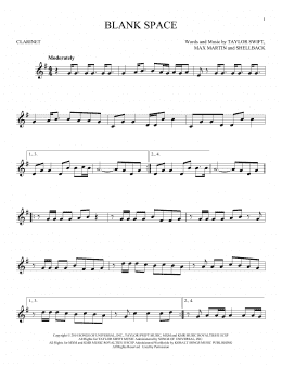 page one of Blank Space (Clarinet Solo)