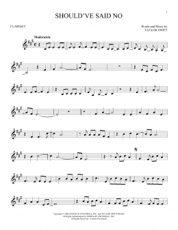 page one of Should've Said No (Clarinet Solo)