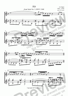 page one of Air, Suite No. 3, BWV 1068 (Flute and Guitar)