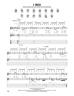 page one of I Will (Guitar Tab)