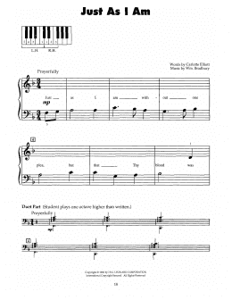 page one of Just As I Am (5-Finger Piano)