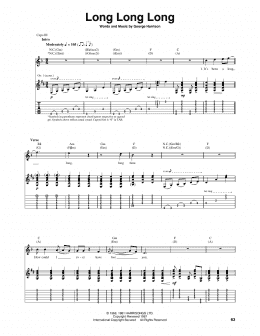 page one of Long Long Long (Guitar Tab)