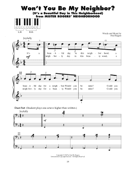 page one of Won't You Be My Neighbor? (It's A Beautiful Day In The Neighborhood) (5-Finger Piano)