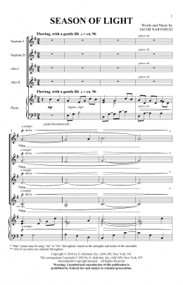 page one of Season Of Light (SSAA Choir)