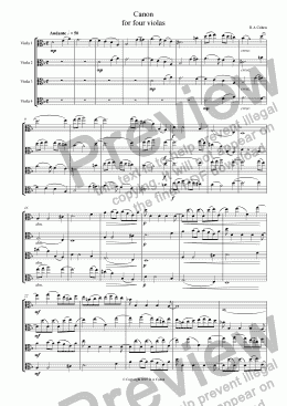 page one of CANON  I - for viola quartet