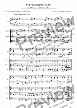 page one of 1 - Swaying Under the Palms - for harp quartet