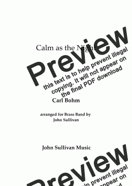page one of Calm as the Night -for Solo Bb Baritone & Brass Band