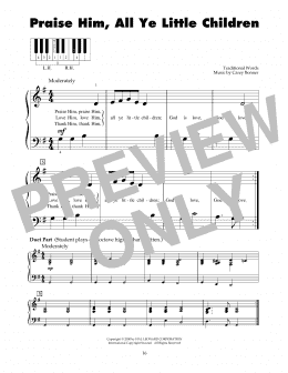 page one of Praise Him, All Ye Little Children (5-Finger Piano)