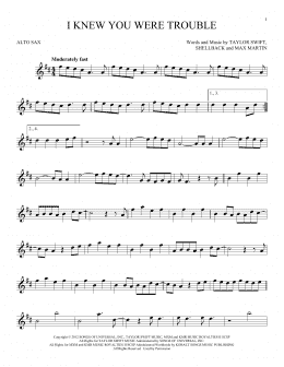 page one of I Knew You Were Trouble (Alto Sax Solo)