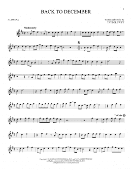 page one of Back To December (Alto Sax Solo)