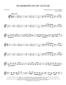 page one of Teardrops On My Guitar (Alto Sax Solo)