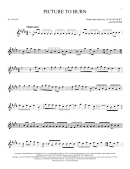 page one of Picture To Burn (Alto Sax Solo)