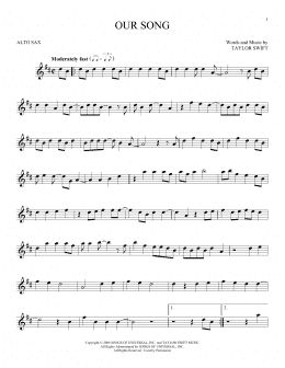 page one of Our Song (Alto Sax Solo)