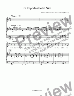 page one of It's Important to be Nice_short - Full Score