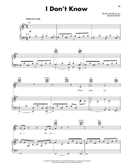 page one of I Don't Know (Piano, Vocal & Guitar Chords (Right-Hand Melody))