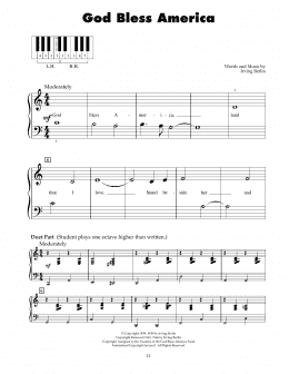 page one of God Bless America (5-Finger Piano)