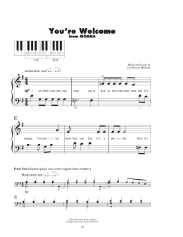 page one of You're Welcome (from Moana) (5-Finger Piano)