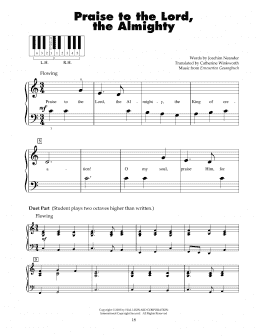 page one of Praise To The Lord, The Almighty (5-Finger Piano)