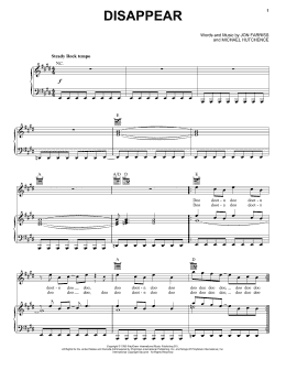 page one of Disappear (Piano, Vocal & Guitar Chords (Right-Hand Melody))