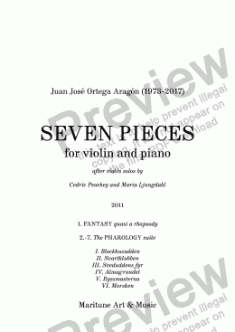 page one of 7 pieces for violin and piano
