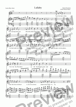 page one of Lullaby (Louisa May Alcott) for Soprano and Piano