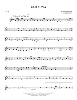 page one of Our Song (Violin Solo)