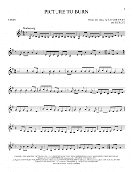 page one of Picture To Burn (Violin Solo)