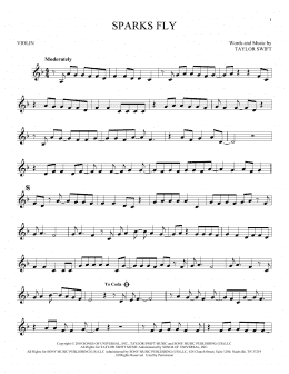 page one of Sparks Fly (Violin Solo)