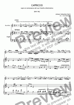 page one of Capriccio BWV 992 (Recorder and Organ)