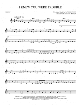 page one of I Knew You Were Trouble (Violin Solo)