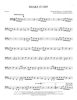 page one of Shake It Off (Cello Solo)