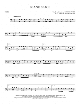 page one of Blank Space (Cello Solo)
