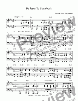page one of Be Jesus To Somebody (Piano)