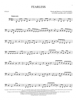 page one of Fearless (Cello Solo)
