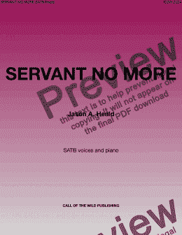 page one of "Servant No More" for SATB choir and piano