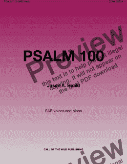 page one of "Psalm 100" for SAB voices, piano, and optional handbells