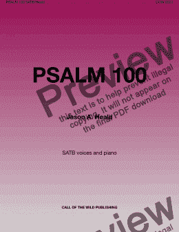 page one of "Psalm 100" for SATB choir, piano, and optional handbells
