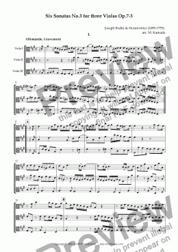 page one of Six Sonatas No.3 for three Violas Op.7-3