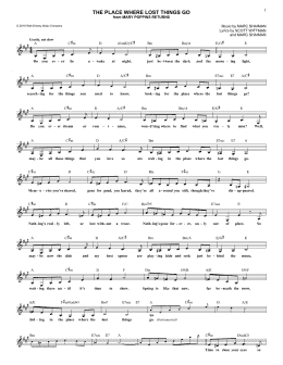 page one of The Place Where Lost Things Go (from Mary Poppins Returns) (Lead Sheet / Fake Book)