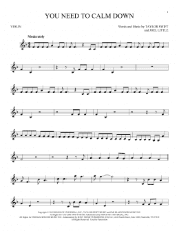 page one of You Need To Calm Down (Violin Solo)