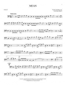 page one of Mean (Cello Solo)
