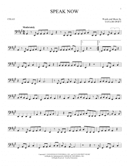 page one of Speak Now (Cello Solo)