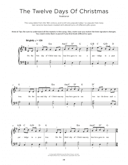 page one of The Twelve Days Of Christmas (Really Easy Piano)