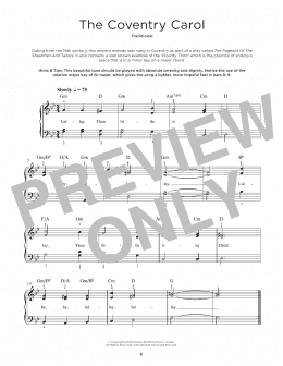 page one of Coventry Carol (Really Easy Piano)