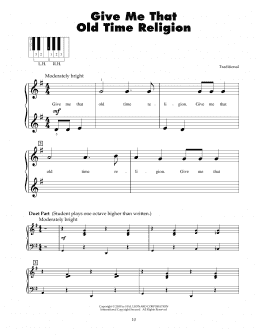 page one of Give Me That Old Time Religion (5-Finger Piano)