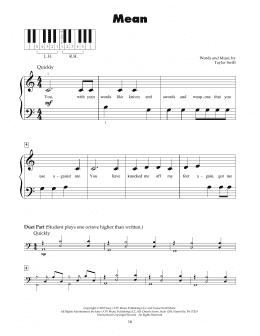 page one of Mean (5-Finger Piano)