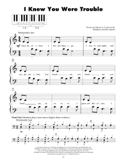 page one of I Knew You Were Trouble (5-Finger Piano)