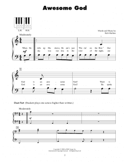 page one of Awesome God (5-Finger Piano)