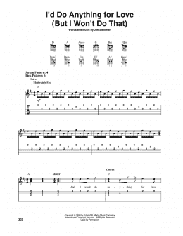 page one of I'd Do Anything For Love (But I Won't Do That) (Easy Guitar Tab)