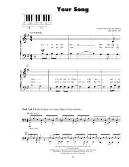 page one of Your Song (5-Finger Piano)